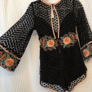 LUXXEL NWT crochet festival romper